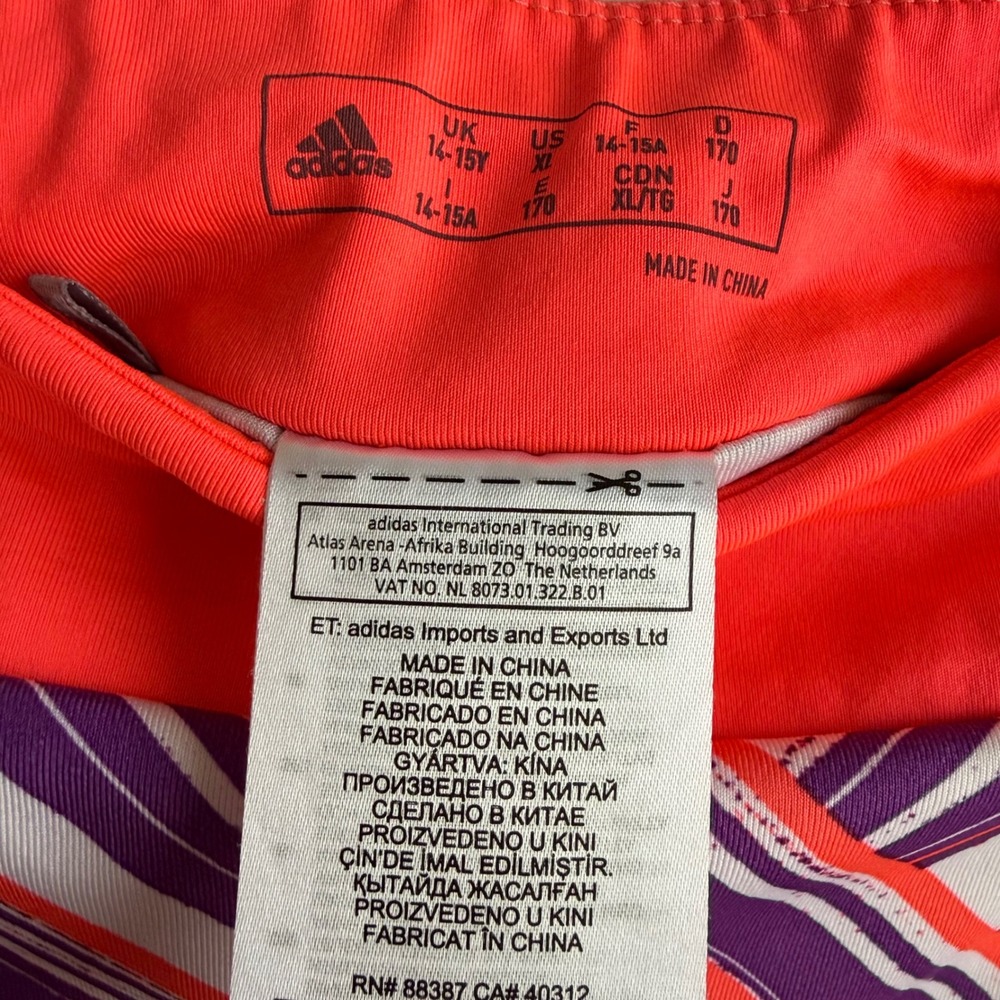 ADIDAS Golf Tennis Tween Bright Multicolor Geometric Stripe Girls Skort, XL - Picture 3 of 7